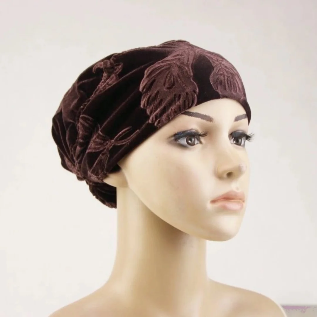 

Золотая бархатная шапка-тюрбан, винтажная повязка на голову, мусульманская шапка для женщин, мягкая теплая шапка для волос