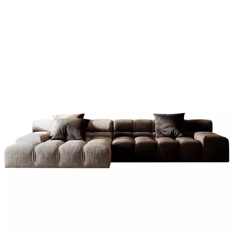 

Italian minimalist leather sofa first layer cowhide Nordic modern living room small apartment light luxury straight row sofa
