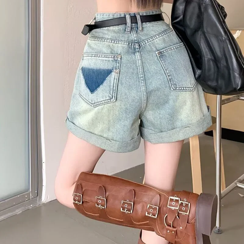 

New Summer Girls Korean Style Casual High Waisted Jeans Pants Women Designer Loose Fit Short Jeans Lady Comfortable Denim Shorts