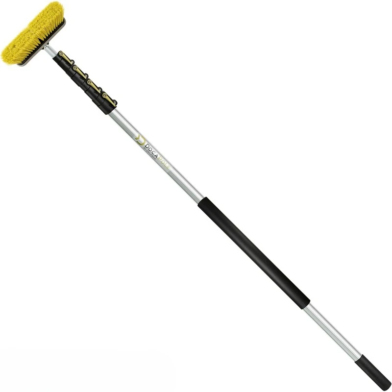 Floor Scrub Brush with Long Handle - 7-30 Ft Extension Pole (36+ Ft Reach) - Outdoor Broom - Car