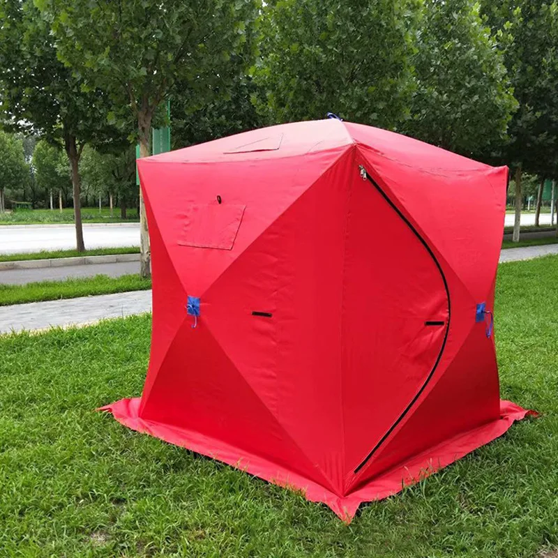 Outdoor camping single-layer tent camping foldable quick-opening mobile fishing four-corner square tent