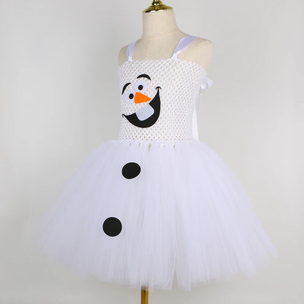 Sneeuwpop Olaf Kostuum Voor Peuter Meisjes Kerst Halloween Vakantie Fancy Clothes White Snow Man Cosplay Kids Cartoon Tutu Jurk