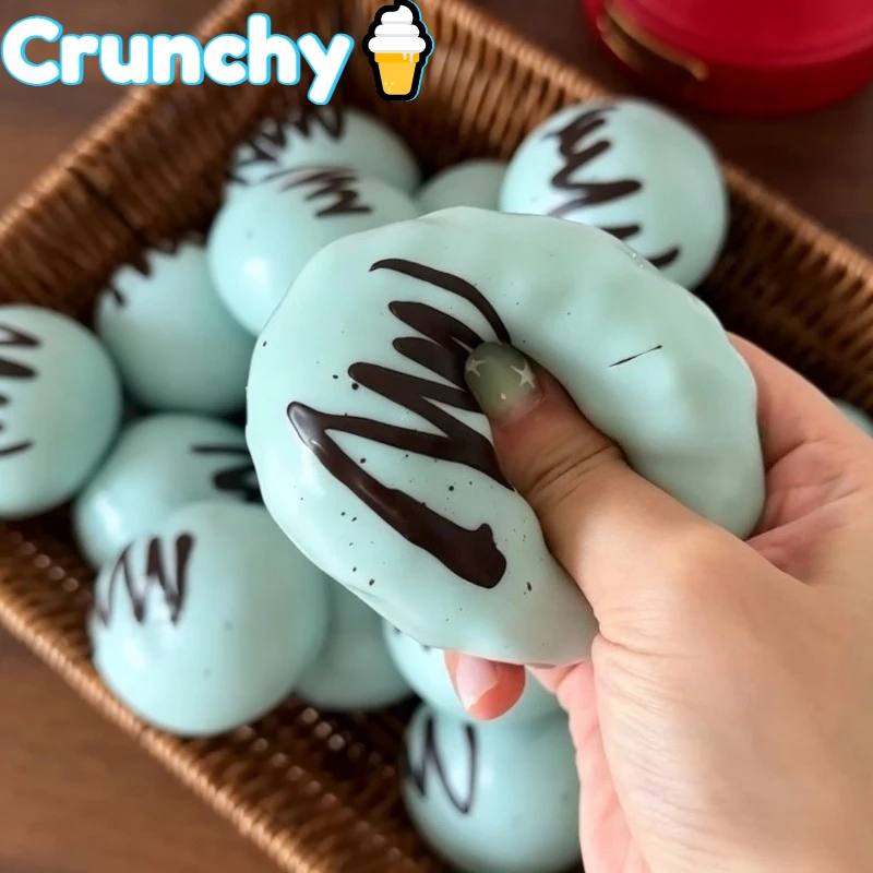 Crispy Brownie Ice Cream Ball Squishy Stress Relief Fidget Toy Crunchy Squeeze Toys Blocks Filled ASMR Anti Stress Sensory Toys view 4