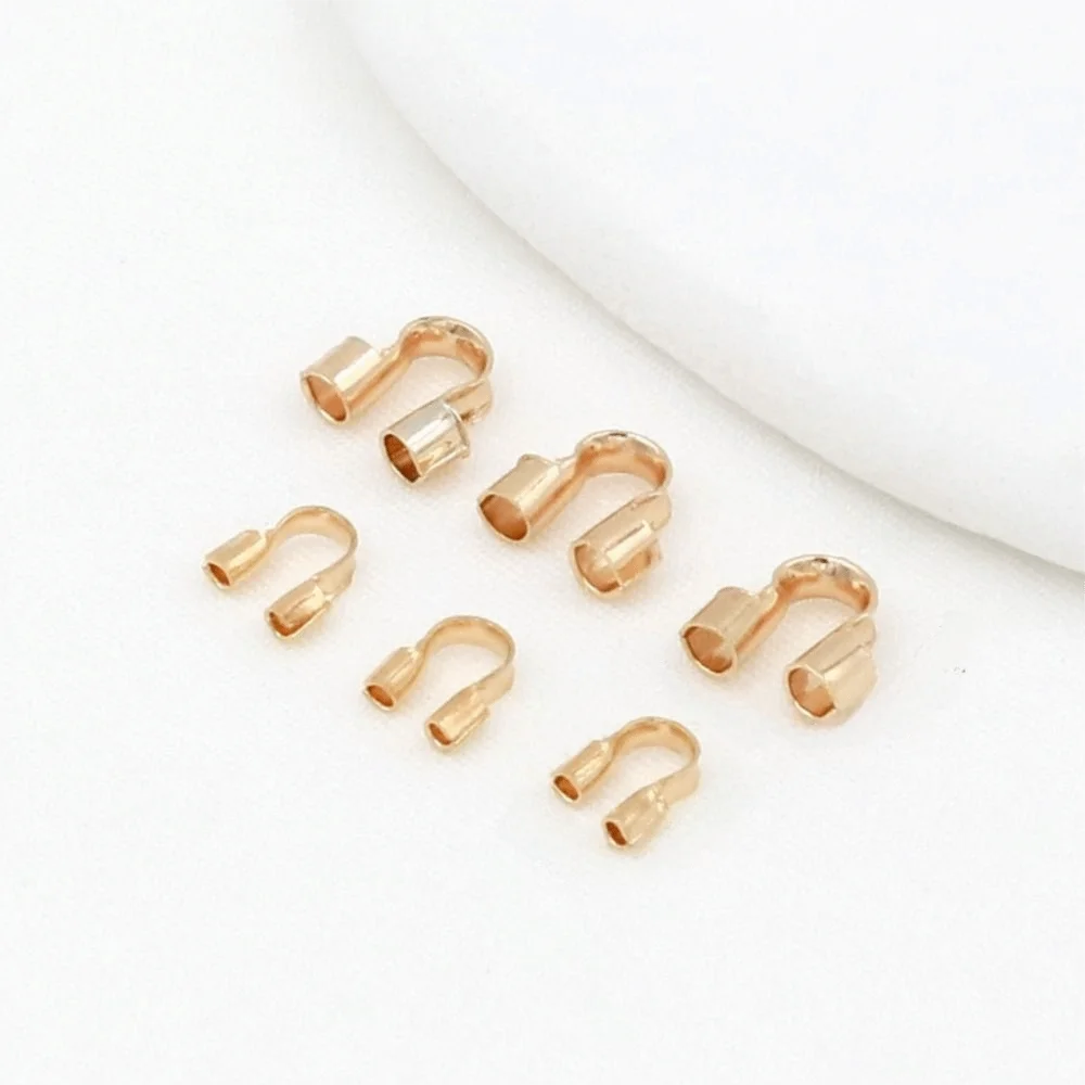 100Pcs U Shape Wire Guards for Jewelry Making Copper Rust-proof Wire Protectors Loops 14/18K Gold Plating Easy To Use
