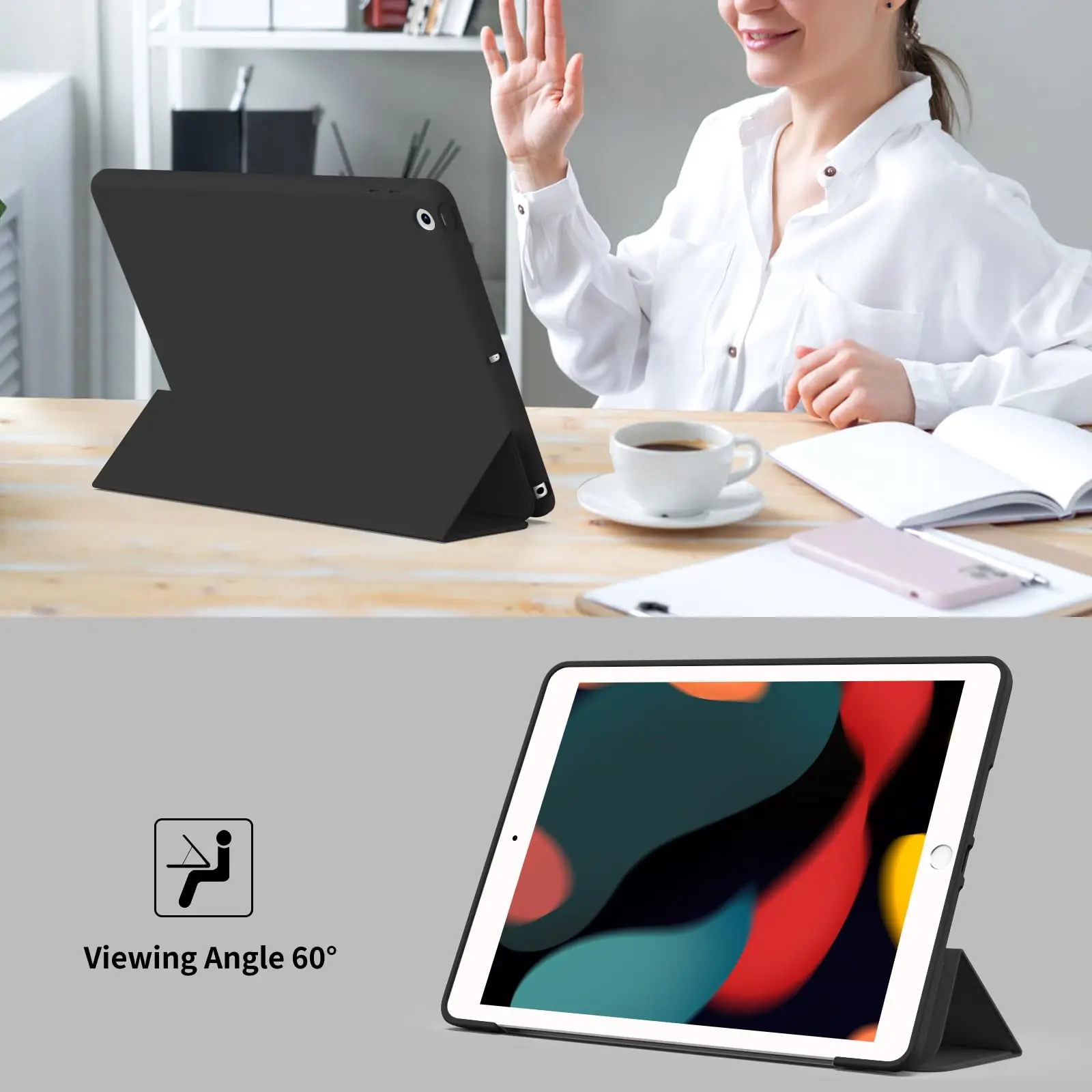 For iPad 10.2 7th 8th 9th GenerationSoft Silicone Case For Apple iPad 7 8 9 2019 2020 2021 PU Leather Flip Smart Cover