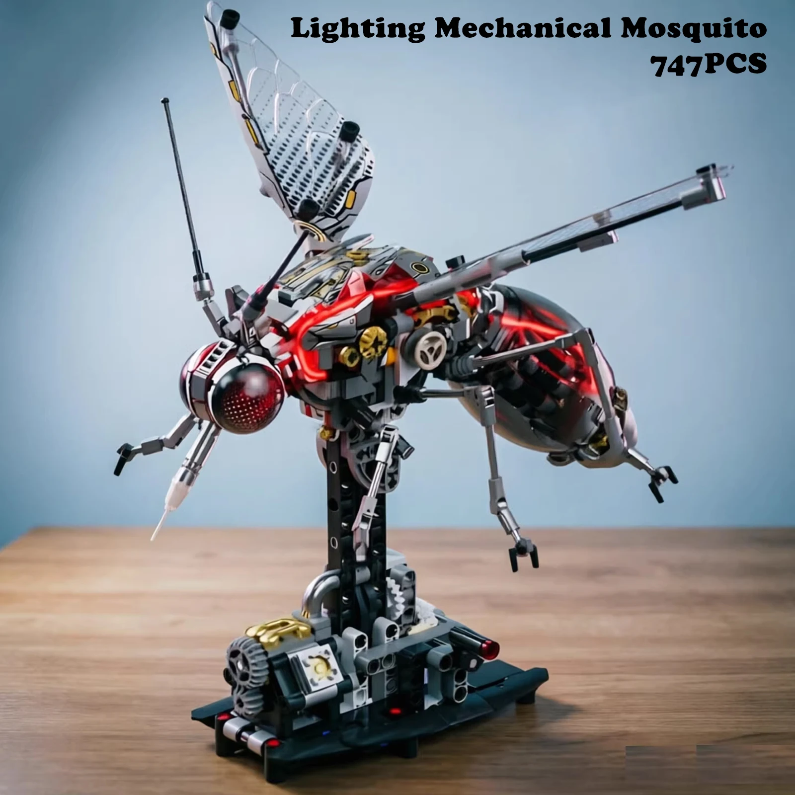 

13101 Светящаяся механическая модель комара, 747 деталей, конструктор, имитация насекомого, электрическая игрушка, настольное украшение, креативный подарок для мальчиков