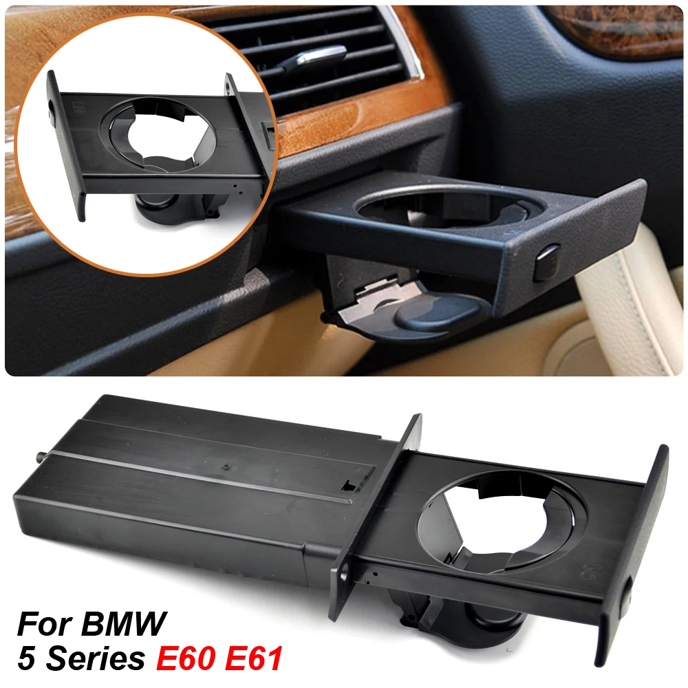 

Front Left Right Cup Holder Drink Rack Black Holders For BMW E60 E61 M5 525i 528i 530i 535i 2002-2010 51459125622 51459125626