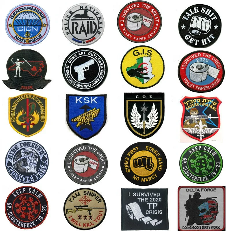 Badges Embroidery Patch Military Tactical Armbands Hook Insignia Patches Clothes Accessories for BackPacks Caps Hats Vests Bags