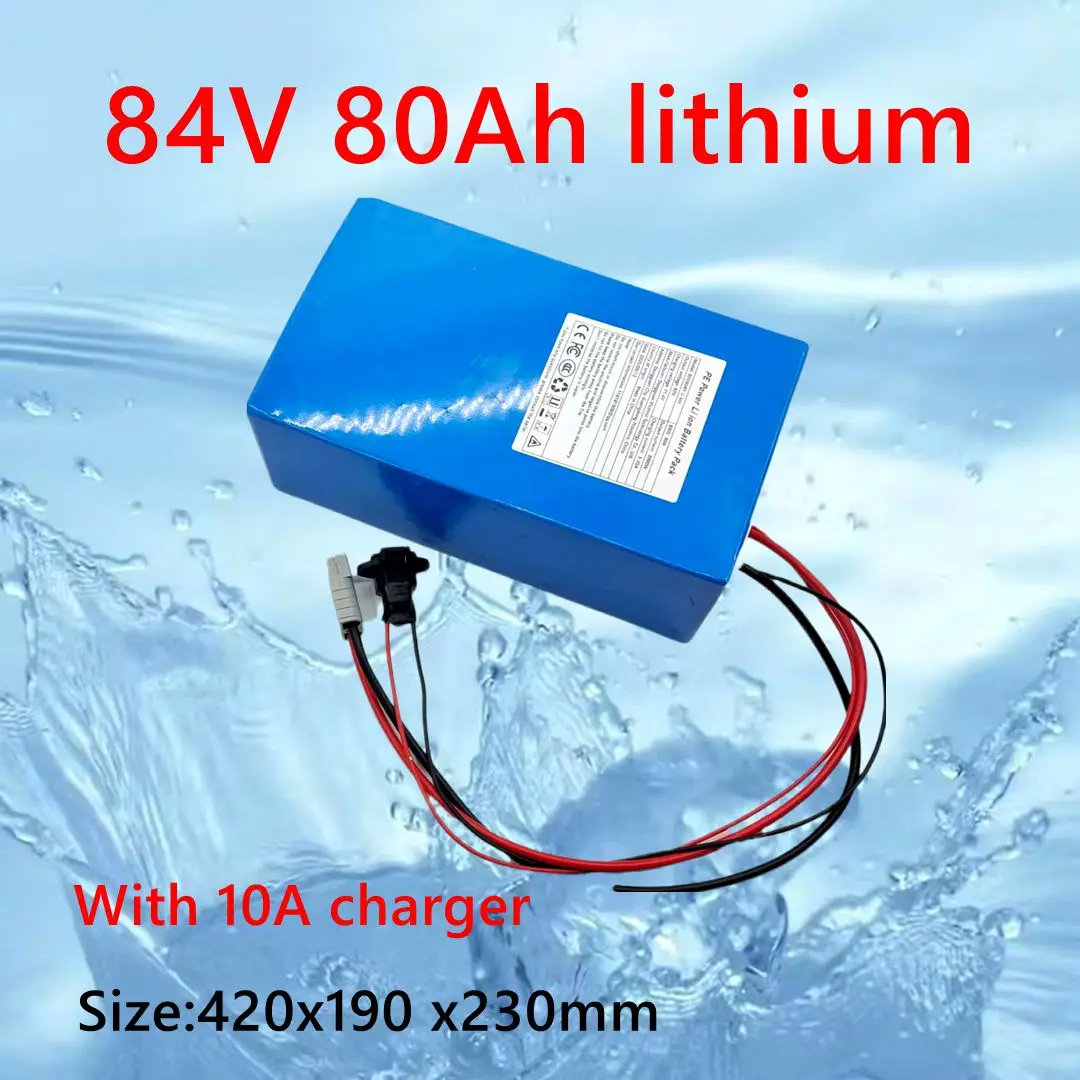 RY  84v 80Ah 100Ah lithium ion battery lipo bluetooth BMS APP for 5000w inverter motorhome Floor cleaner golf cart + 10A charger