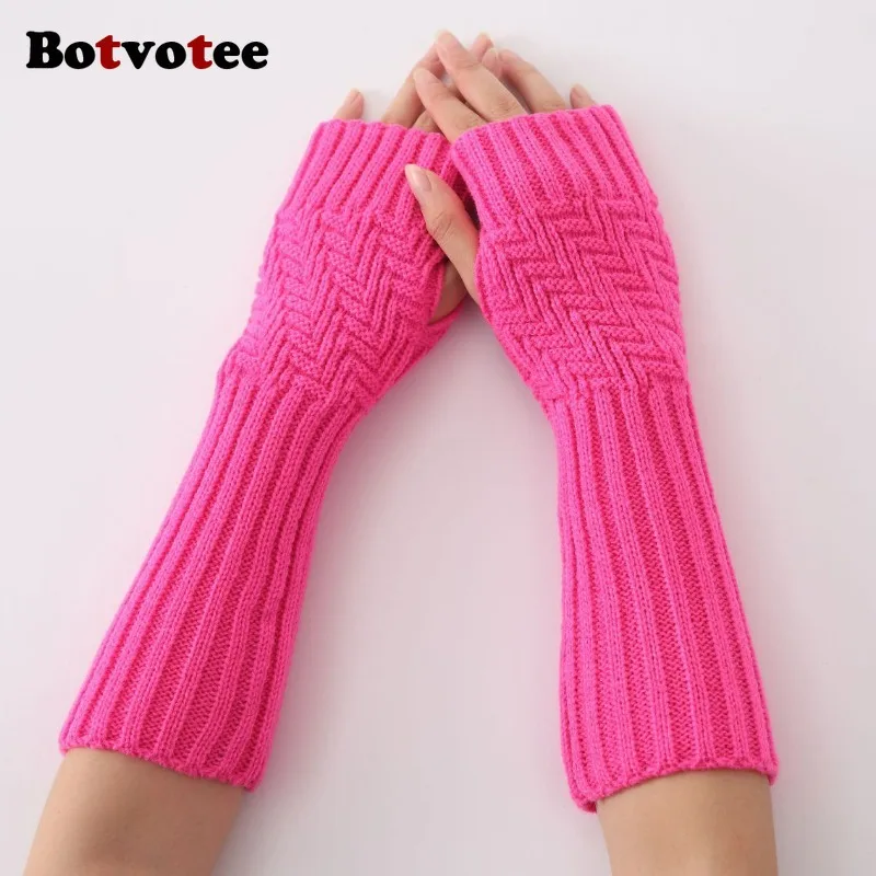 

Botvotee нарукавники Y2k аксессуары рукава для женщин Бесплатная доставка зимние перчатки без пальцев с длинными рукавами вязаные черные нарукавники