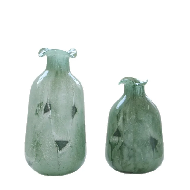 

Green medieval glass vase ornament creative water raising living room TV cabinet entrance flower arrangement ornament