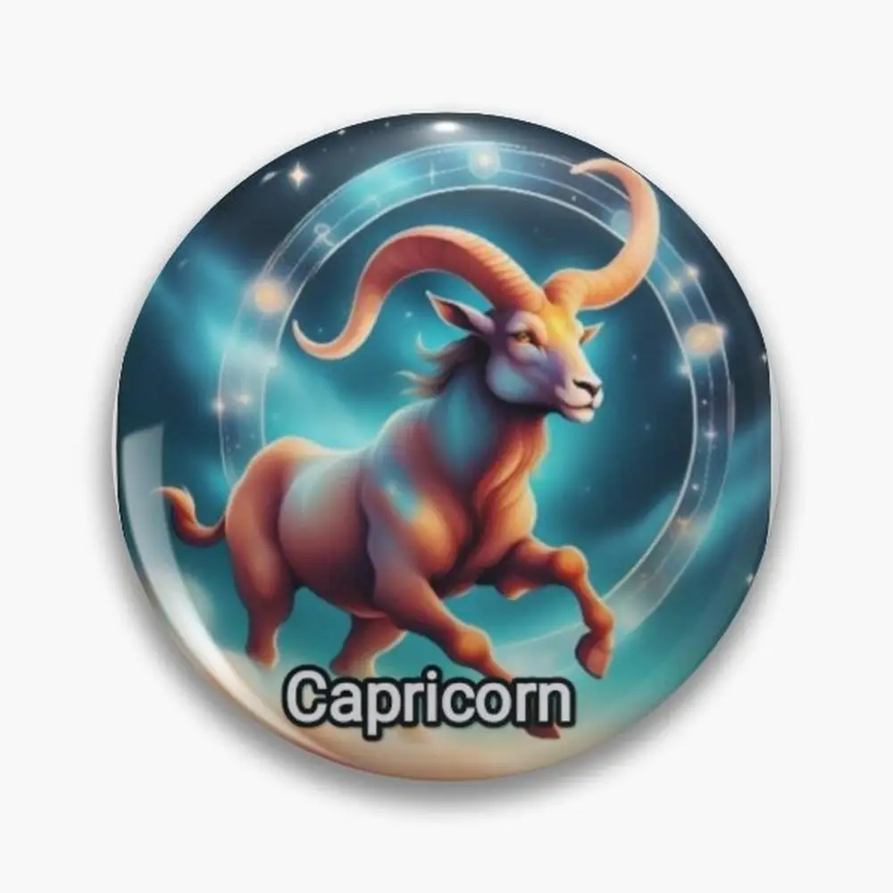 Zodiac Capricorn on the background of stars. Pin Buttons Brooches  Jewelry Accessory Customize Brooch Fashion Lapel Badges