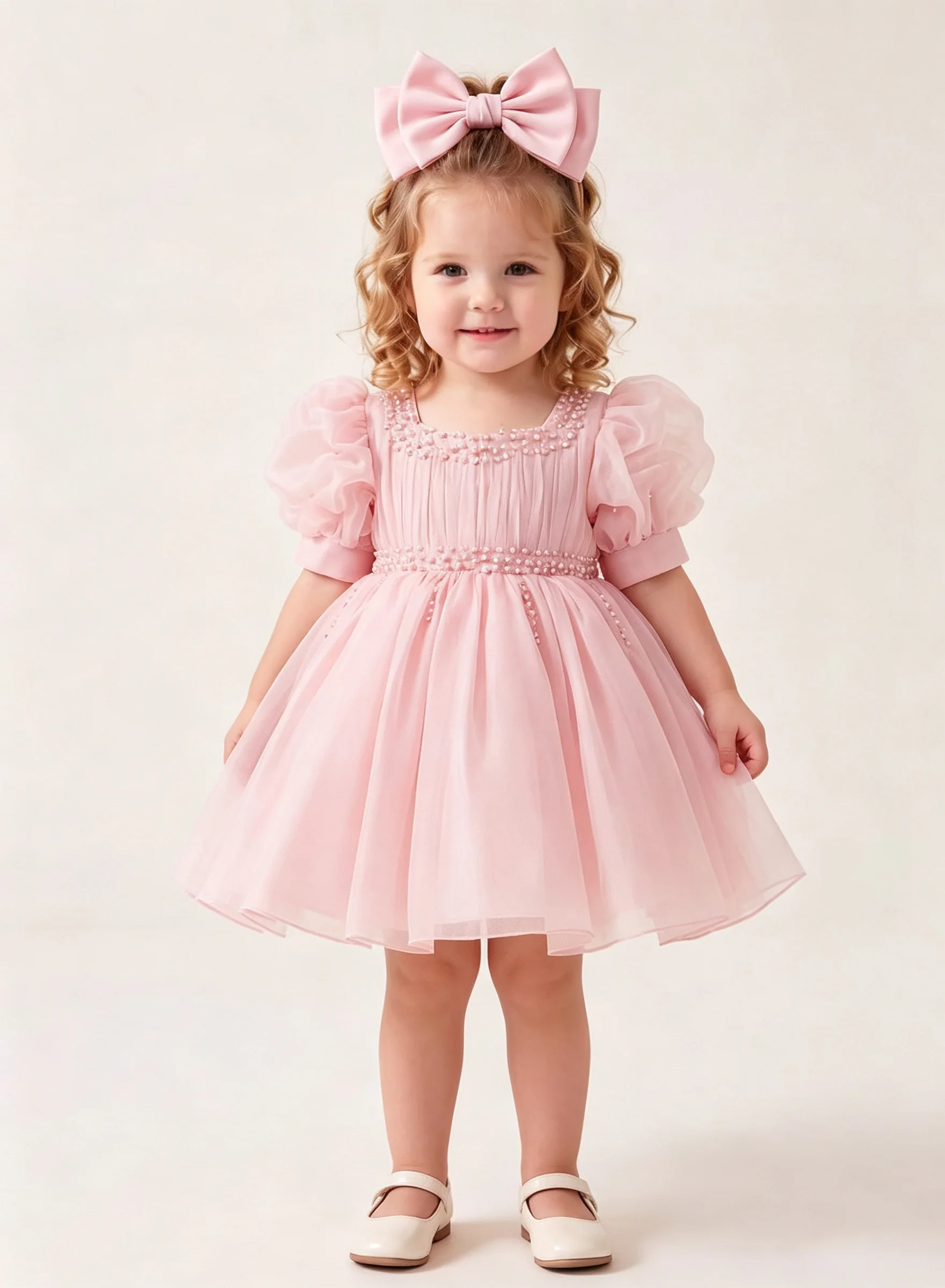 Summer Heavy Industry Princess Dress Flower Girl Host Piano Performance Uniform Dress Children Catwalk Pink Sweet Dress