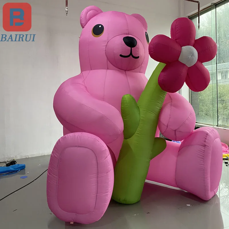 Cartoon pink inflatable bear model outdoor park scene area activities exhibition decoration props