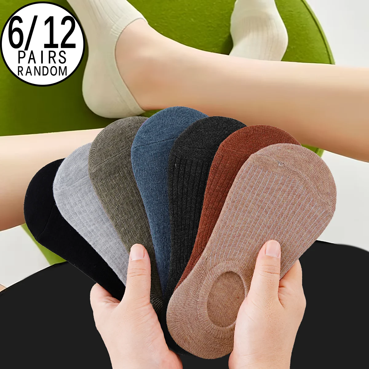 6/12 Pairs Random Women Classic Macaron Color Soft Comfortable Breathable Casual Invisible No Show Liner Socks