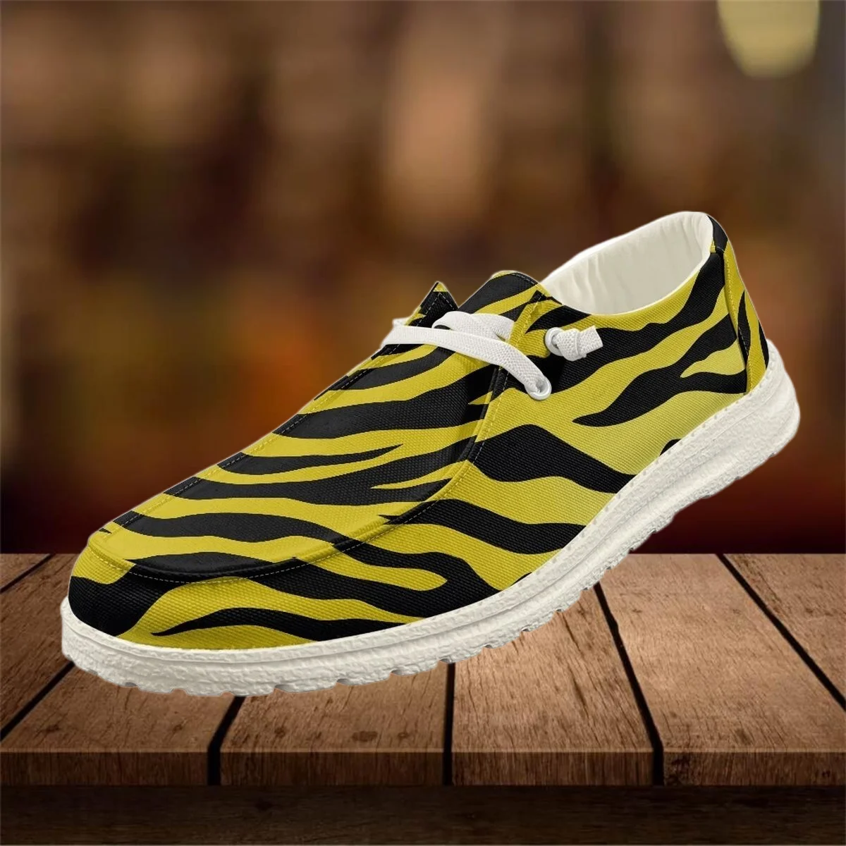 

INSTANTARTS Yellow Leopard Print Mesh Shoes for Women Flats for Women Unisex Light Comfort Loafers Zapatos Slip-on Mesh Shoes