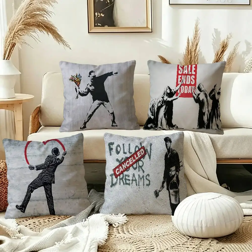 Banksy Graffiti Game Film Pillow Cushion Cover Pillowcase Living Room Sofa Home Decor Customized