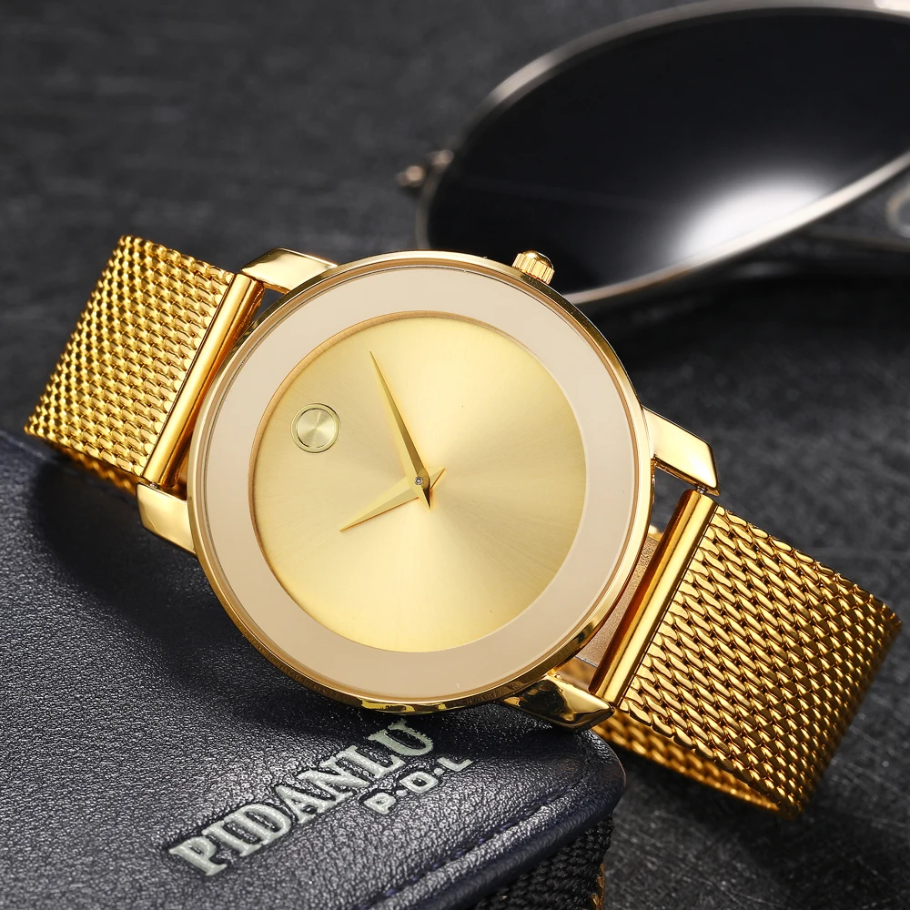 Luxury Brand Wristwatch Creative Ultra Slim Waterproof Stainless Steel Watches Simple Round Face Two Pointer Watch Hot Sale