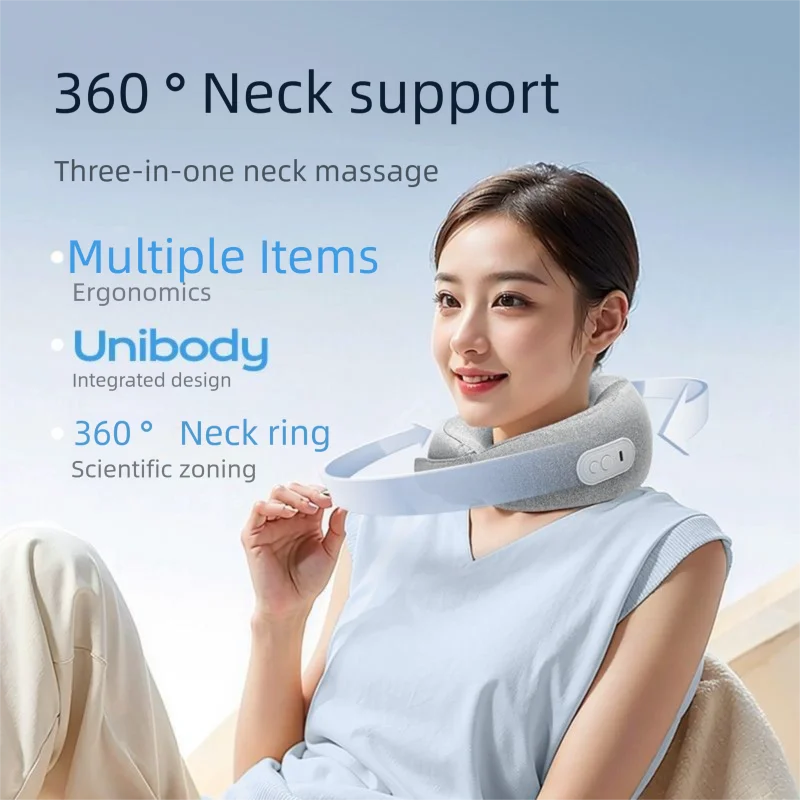 

Electric Neck Massager, Portable Travel Pillow with Massage and Heating, Rechargeable Vibrating Neck Pillow Massager