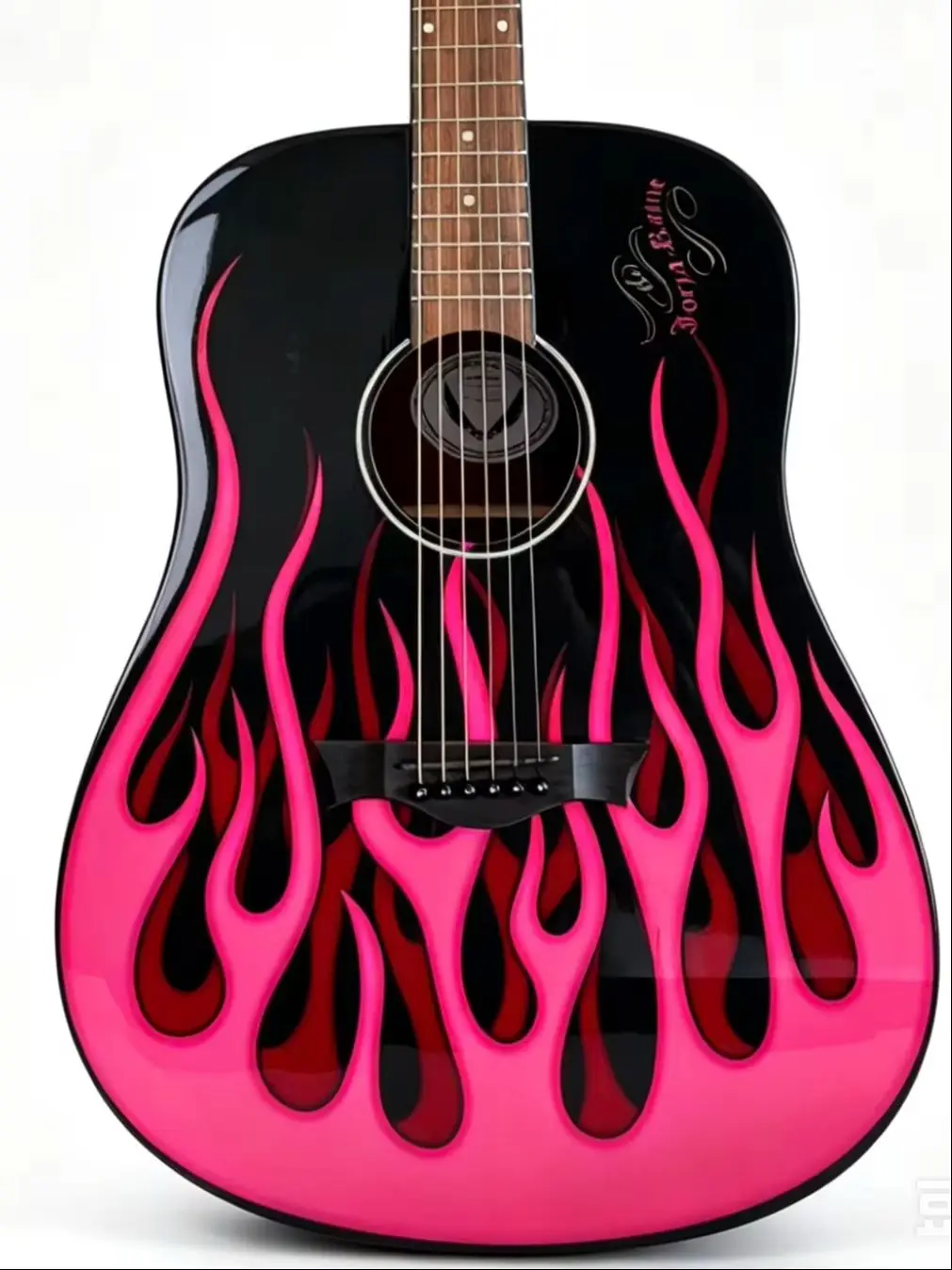 Gloss Black Graphic Printed Electric Guitar Chrome Double‑Lock Tremolo S‑S‑H Pickups for Rock Music