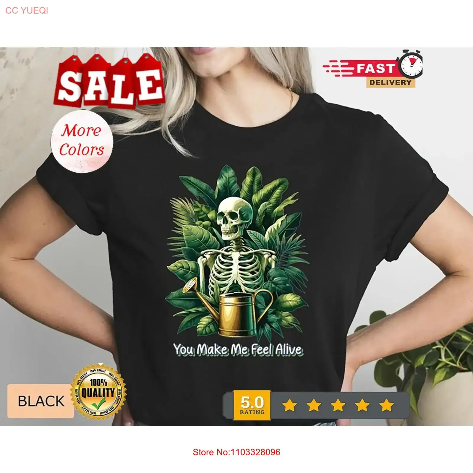 T-shirt drôle pour les amoureux des plantes, « You Make Me Feel Alive », motif crâne botanique, style vintage délavé, vêtements de créateur, doux, polyvalent, confortable