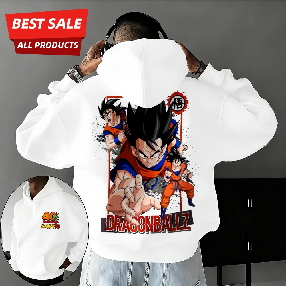 

2026 New Autumn/winter Dragon Ball 40th Anniversary Wukong 100% Cotton Anime Printed Hoodie Extra Size Casual Streetwear Unisex