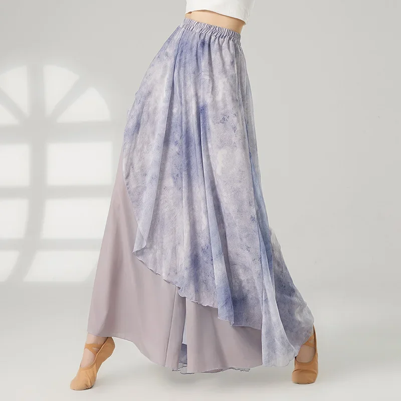 

Классические танцевальные брюки Fairy Tie Dye, свободные свободные брюки-кюлоты, широкие брюки, женская одежда для китайского танца, сценическая одежда, танцевальные брюки