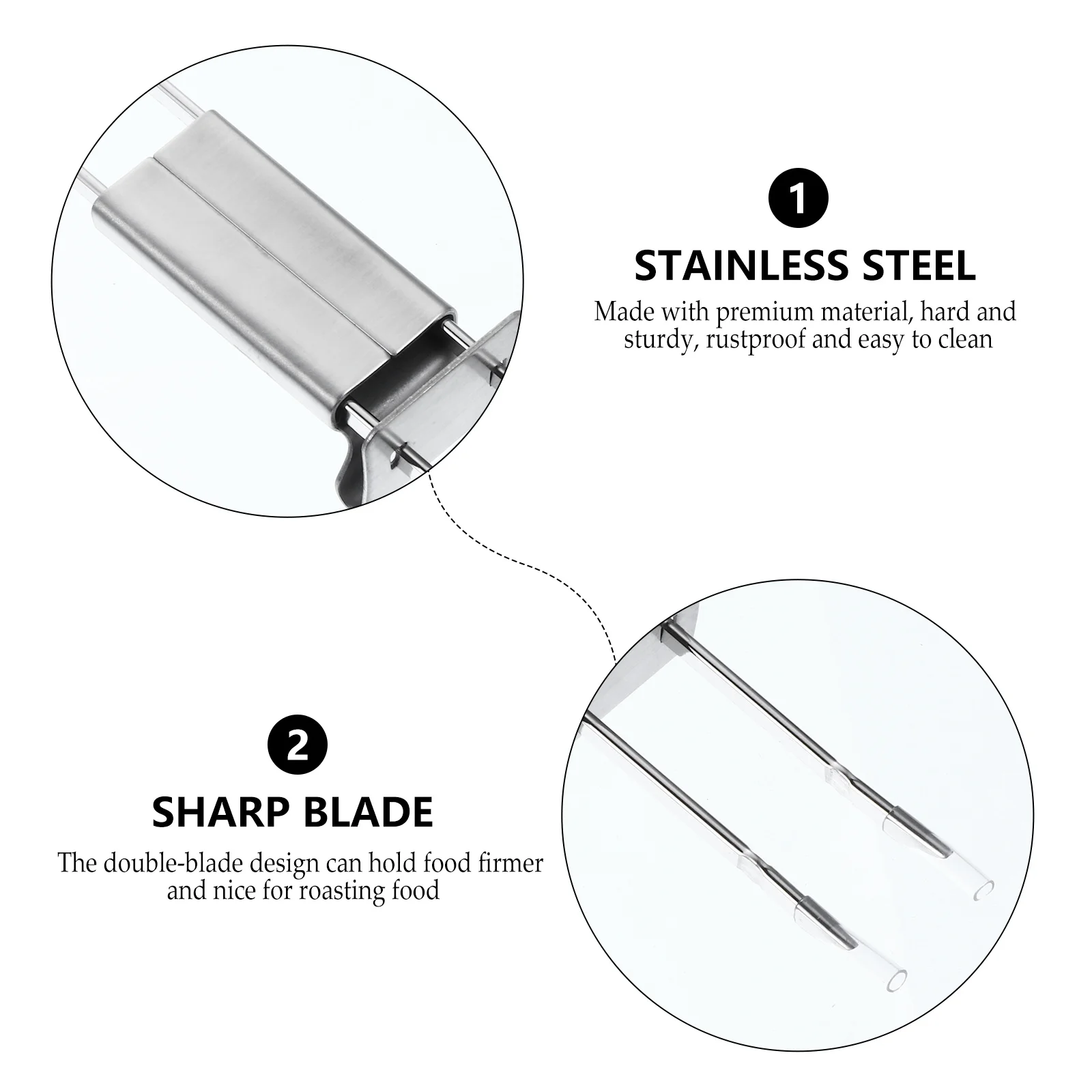 

Reusable BBQ Skewers Barbecue Fork Baking Needle Grilling Tools Stainless Steel Meat Forks Outdoor Practical Hygienic Easy Clean