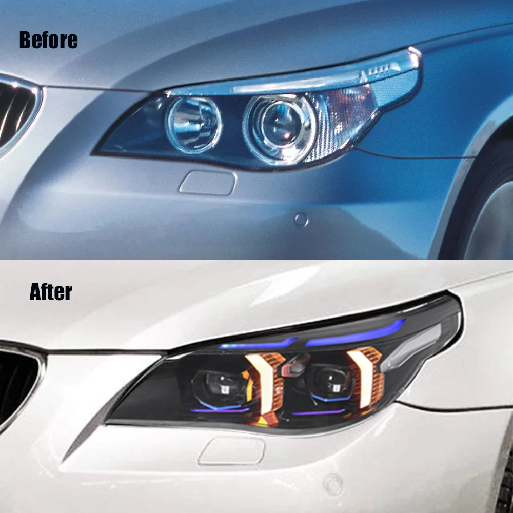 

LED Car Headlight For BMW 5 Series E60 520i 523i 530i M5 LED Headlamps 2003-2010 Snake Eyes Car Accessories Daytime Running Lamp