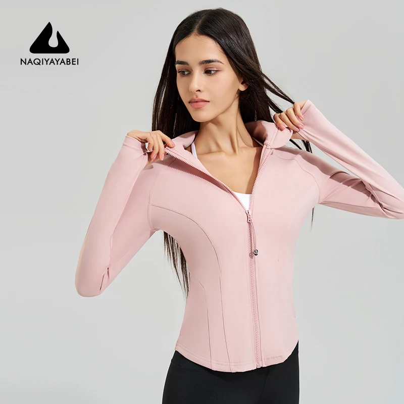 

Exercise jacket yoga fitness clothing long-sleeved women four seasons running fast dry tight tops gym yoga jacket