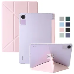 Funda de cuero PU para Xiaomi Redmi Pad SE, carcasa rígida de acrílico con soporte trasero y portalápices, 11