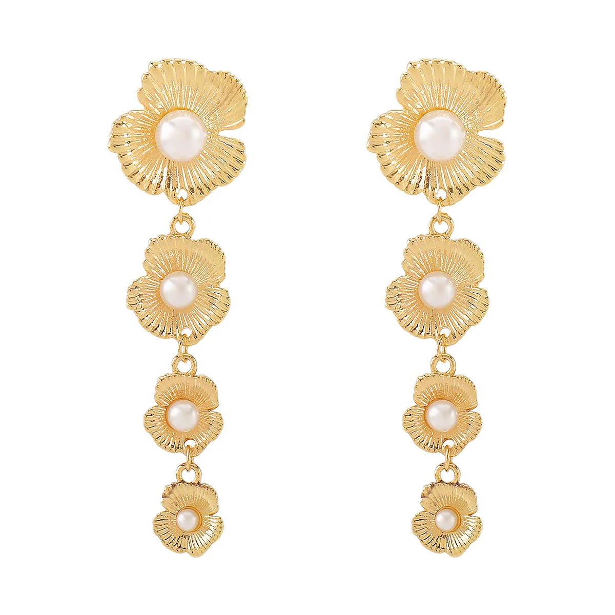 

ZAA Charm Long Flower Tassel Dangling Earrings Luxury Pearl Studded 2025 Trend Women Jewelry Prom Party Accessories Girl Gifts