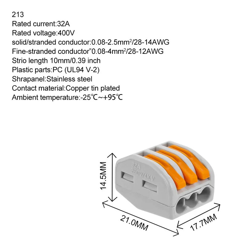 10PCS Mini Fast Wire Connectors Universal Compact Wiring Connector Push-in Terminal Block 212 213 214 215 218