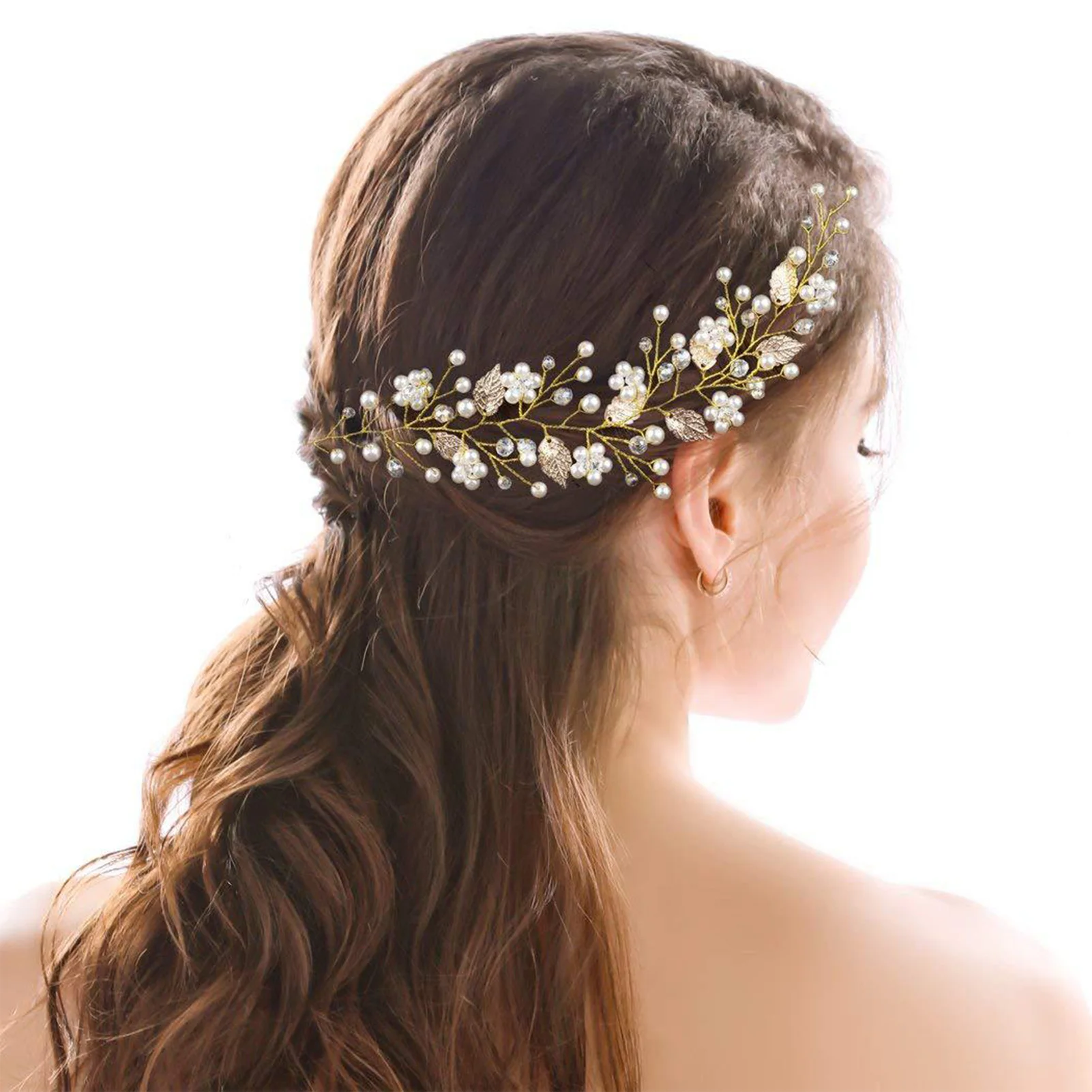 Bridal Sparkle Headband Head Chain  Beads Headdress with Glittering Crystals for Bridesmaid Wedding Party Balls