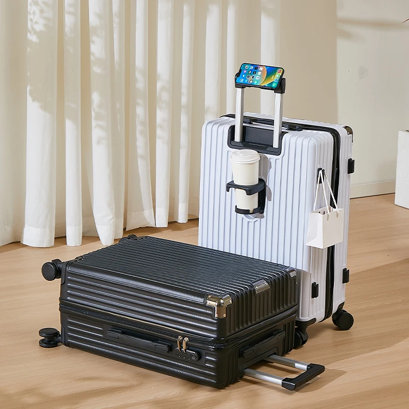 

Travel Luggage Student New Model Carry-On Suitcase Password Box Universal Wheel Spinner with Cup Holder Phone Stand Side Hooks