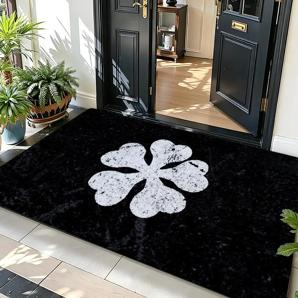 Anime B-Black C-Clover L-LOGO Floor Mat Soft Flannel Entrance Door Mat Non Slip Absorbent Bathroom Bedroom Floor Rug