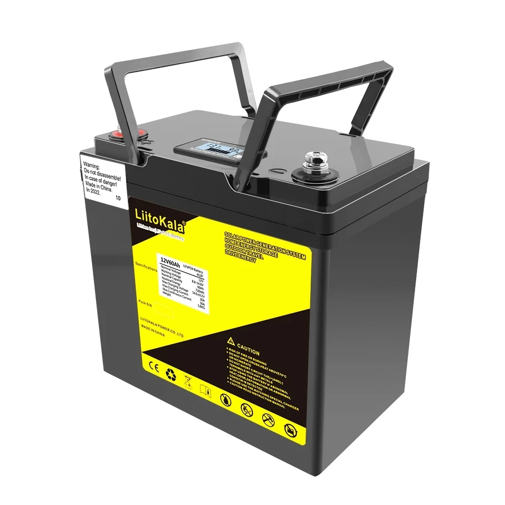 LiitoKala 12.8V 60AH LiFePO4แบตเตอรี่ Lithium Power แบตเตอรี่4000รอบ12V เบา Campers Golf Cart Off-แผนที่ Wind Wind Wind