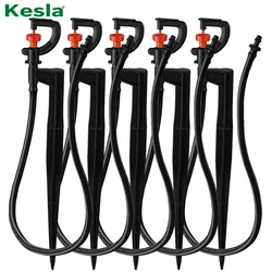 KESLA 5pc 360° Rotating Micro Watering Irrigation Sprinkler Sprayer on 20cm Stake 1/4