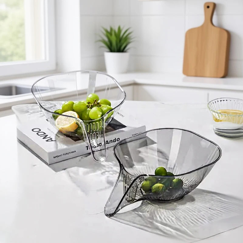 Fruit Cleaning Bowl With Strainer Container Multi-functional Drain Basket, Wet/Dry Separation Sink Colander With No-Slip Design - view 6