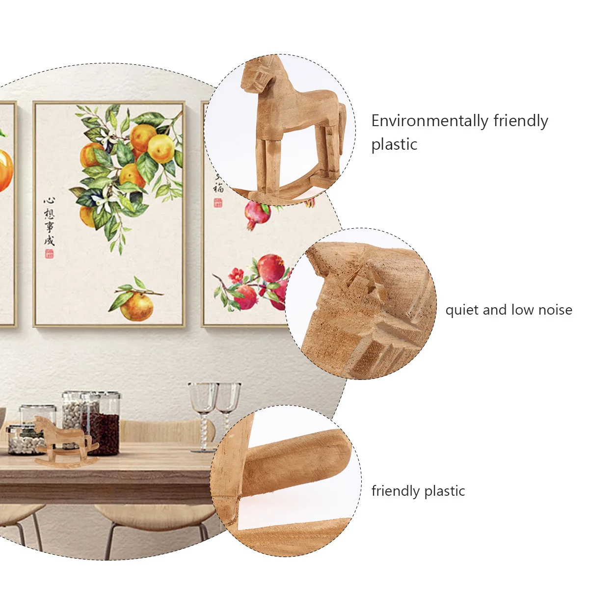 

Wooden Rocking Horse 18x6x18cm Festive Home Decoration Craft Ideal for Wedding Birthday Business Event Souvenir and Daily