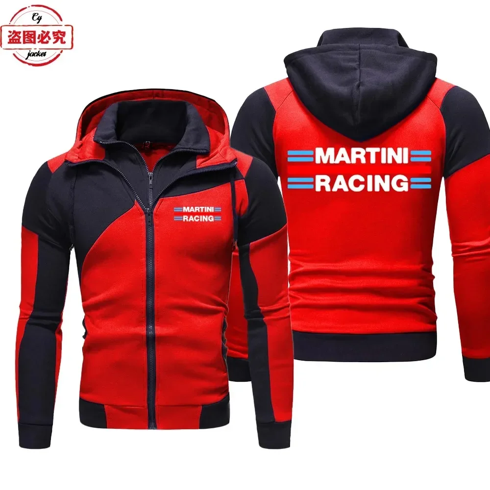 Martini Racing Logo Printed Racing Suit Long Sleeve Men's Hoodie Stand Up Collar Zipper Jacket Team Work Clothes European Sizes