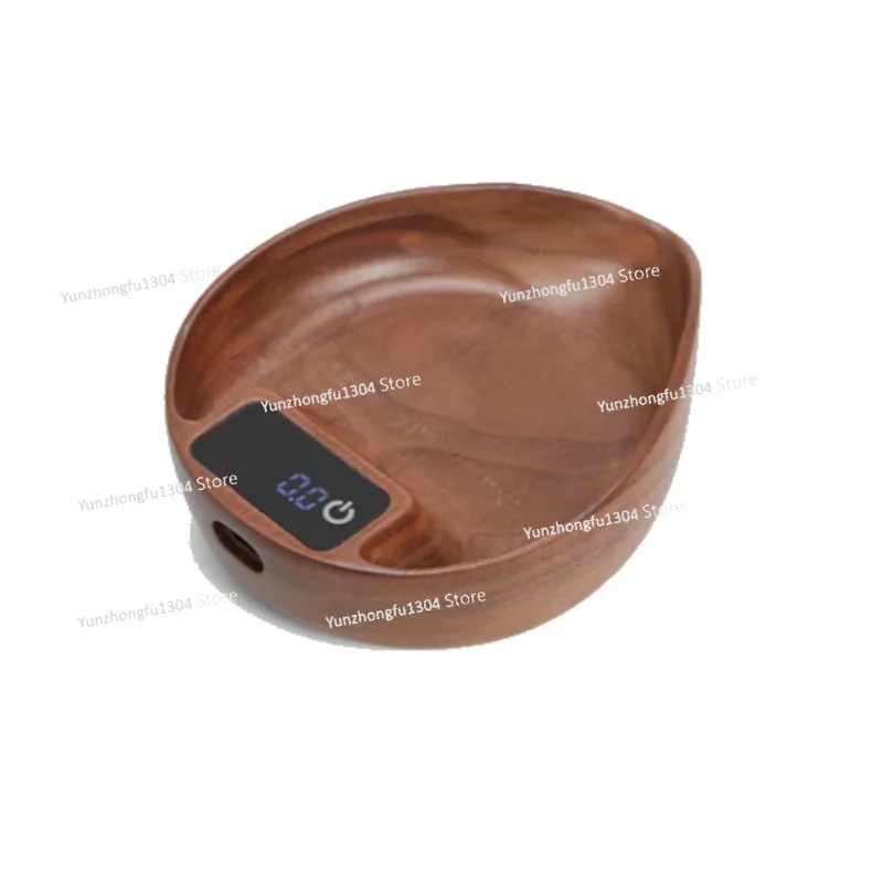 

Coffee Appliances Electronic Scale Bean Tray Espresso LED Weighing 0.1g Natural Walnut Wood High Precision Measures