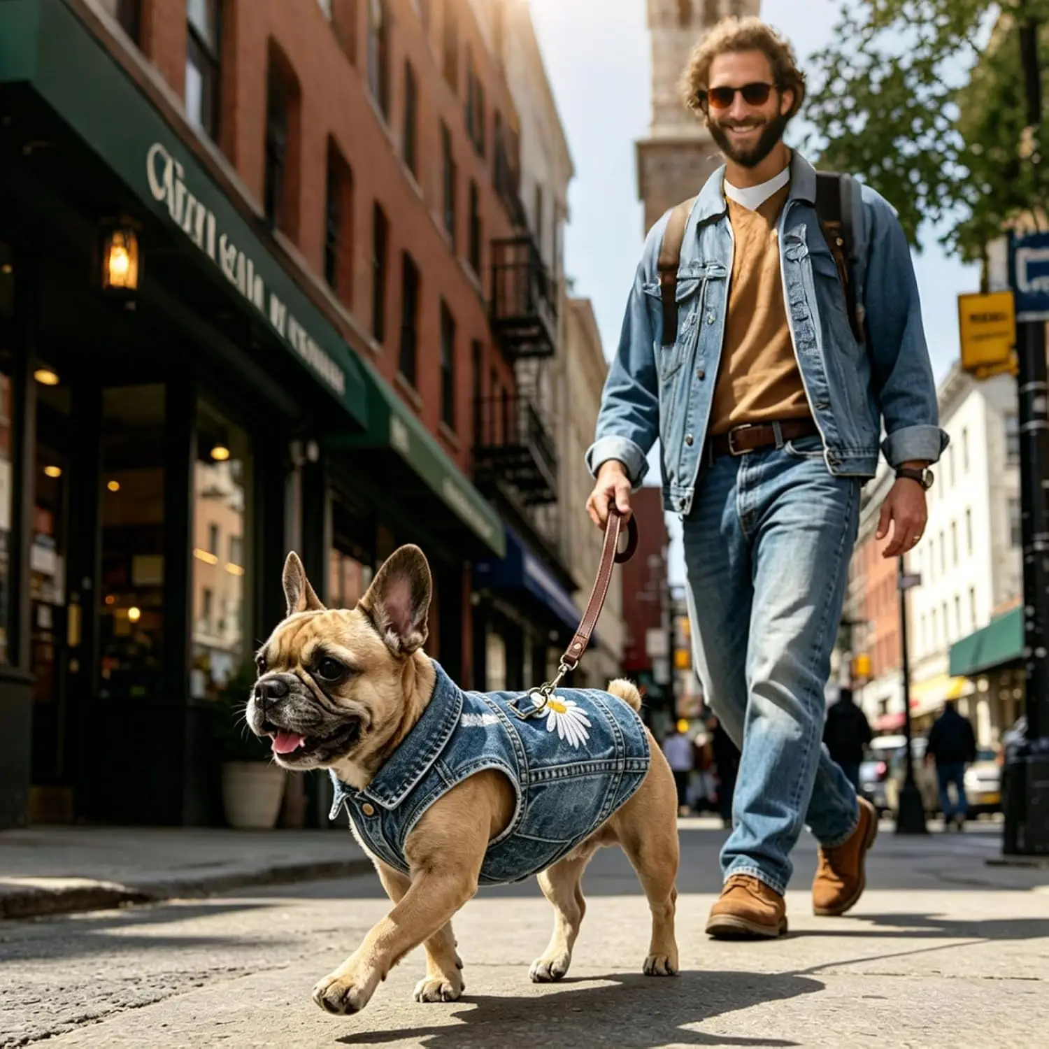 Jean Dog Jacket Blue Denim Pet Vest with D-Ring for Small Dogs, Customized