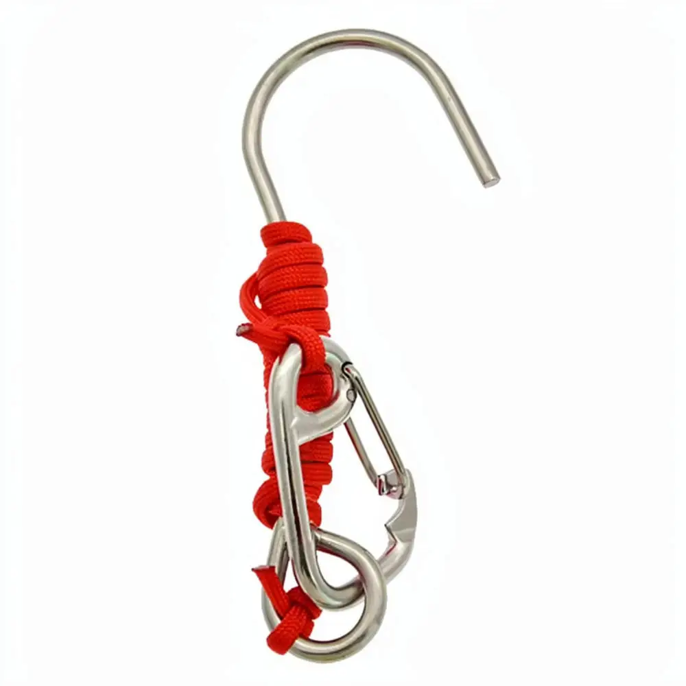 Stainless Steel Scuba Reef Hook With Stretchable Coil Lanyard For For Divemiao Diving Stability Gear Snorkeling Underwater Hook
