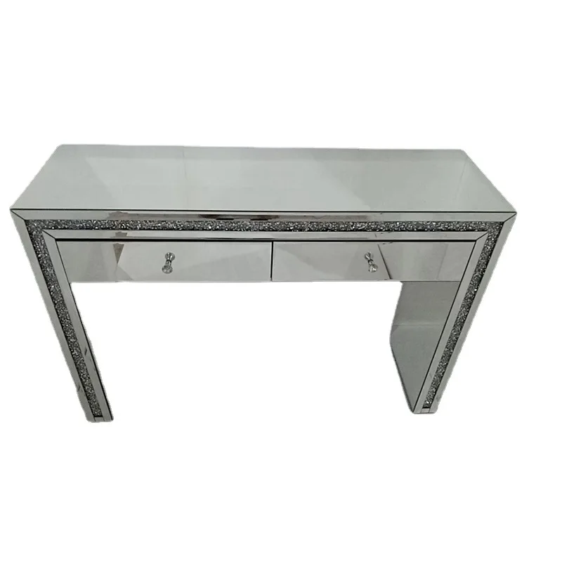 

Modern simple silver rhinestones, glass double pumping entrance table, dresser, mirror furniture
