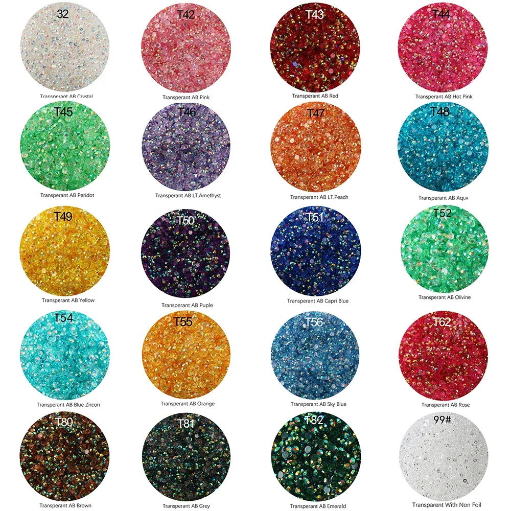 Bulkle Jelly Resin AB Stones Non HotFix Flatback Plastic Crystals Strass Glitter Stone Wholesale Big Pack for DIY Craft Mug Cup