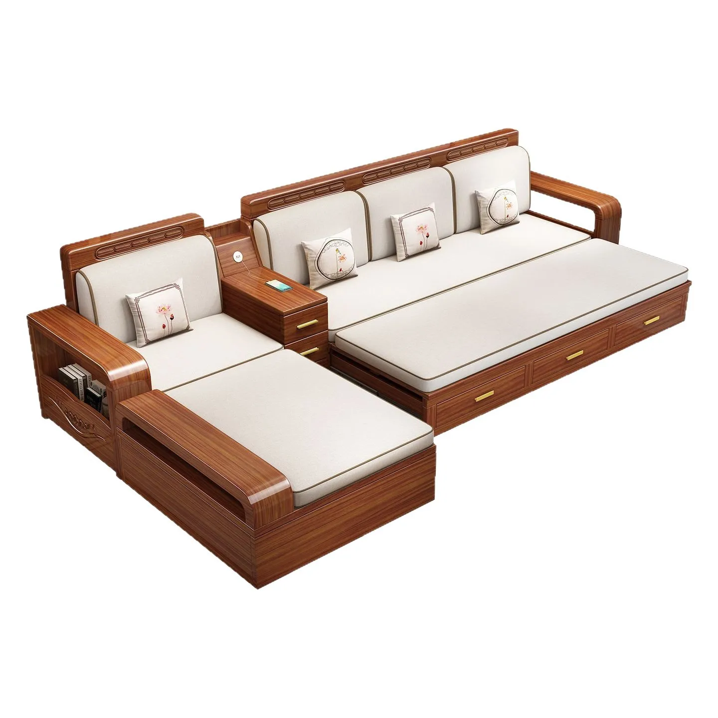 Living room dual-purpose multi-functional sitting and lying integrated drawer sofa broaching bed