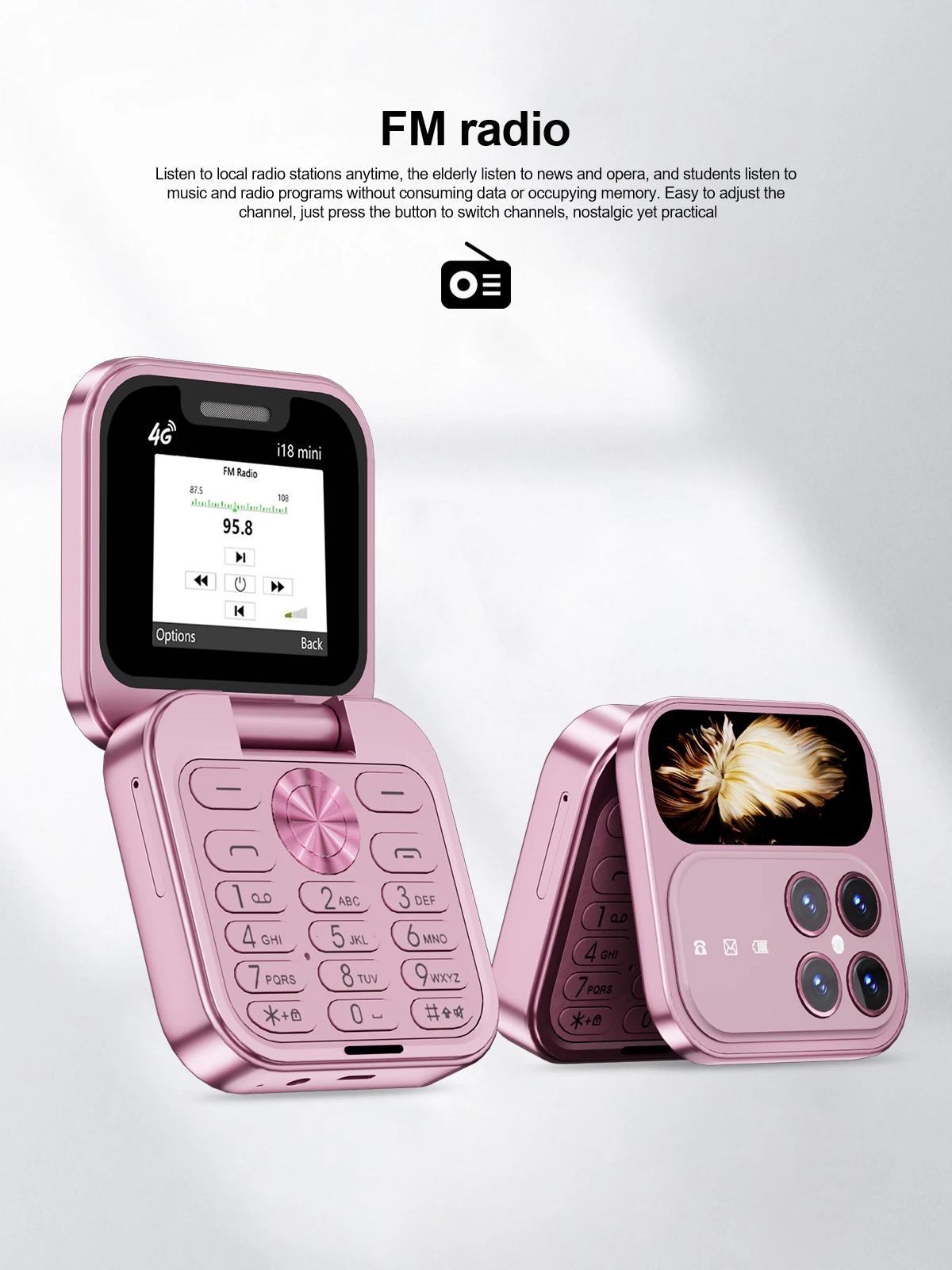 SERVO I18 mini 2G GSM/4G LTE Network Flip Mobile Phone 1.77-inch Screen Dual SIM FM Radio Flashlight Blacklist Mobile Phones