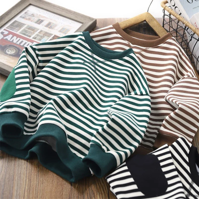 3-12Y Children\'s Striped T-Shirt Long-Sleeved Top For Boys Girls Fashion Kids Sports Clothes Casual Wear Spring Autumn Clothing