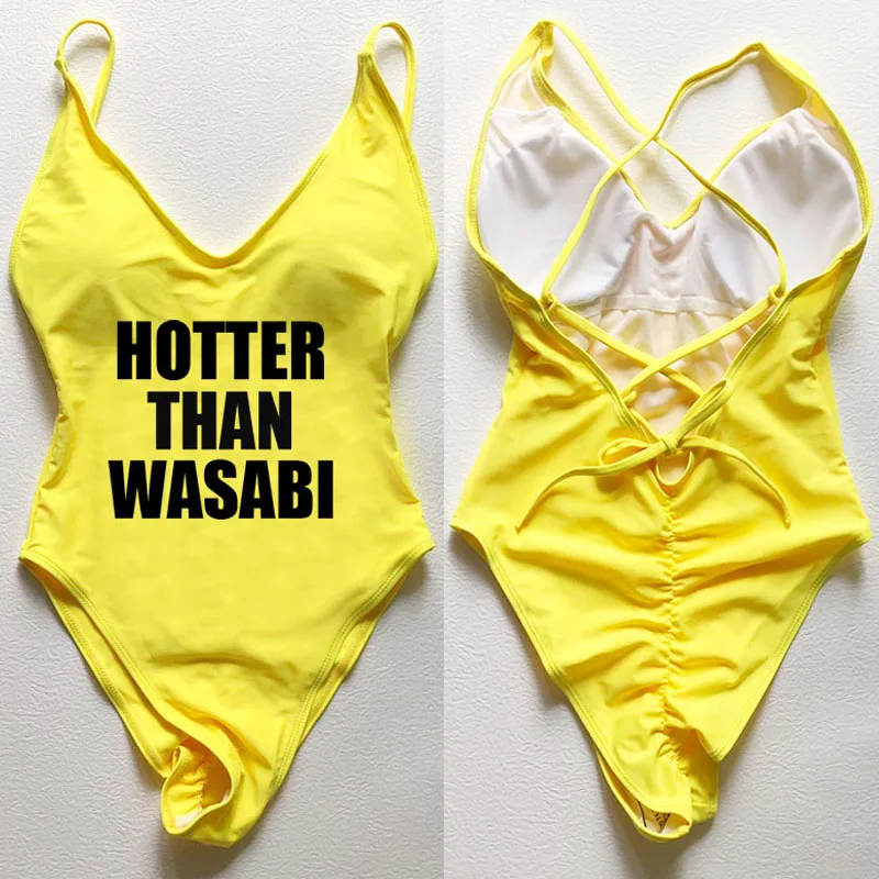 

HOTTER THAN WASABI Swimsuit Women Sexy Padded One Piece Swimsuit monokini Bikini swimsuits 2022 woman Bathing Suit Swimming Suit